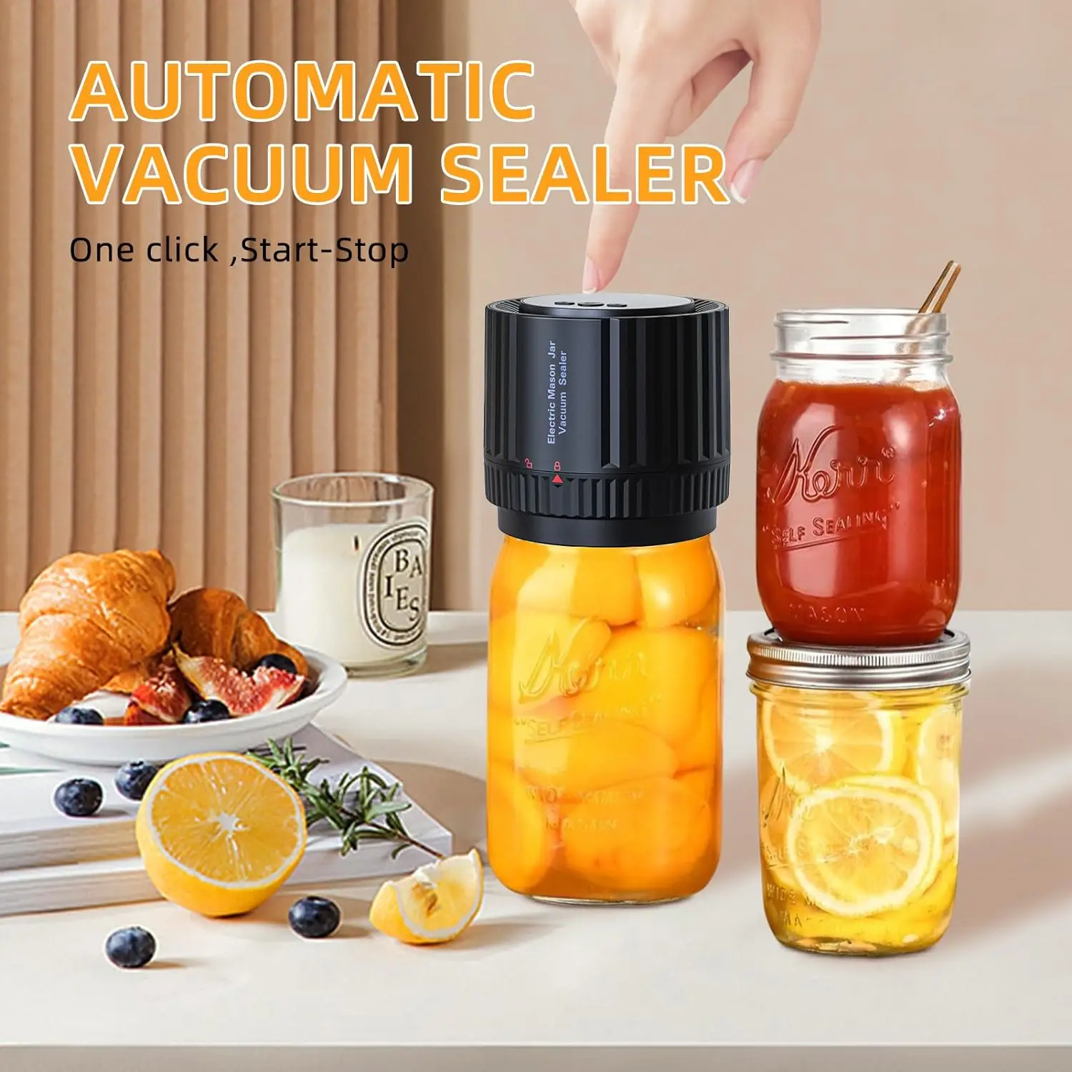 Electric mason jar vacuum sealer Kit Jar Vacuum Sealer for Canning Jars, Vacuum Sealing Machine for Food Storage