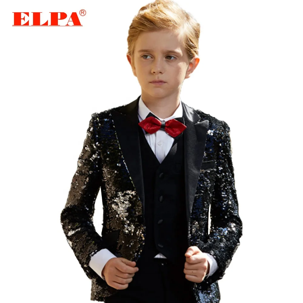  ELPA slim fit черный последовательности; Новейший дизайн Детские красивые платья для праздников свадебного торжества одежда деловые костюмы