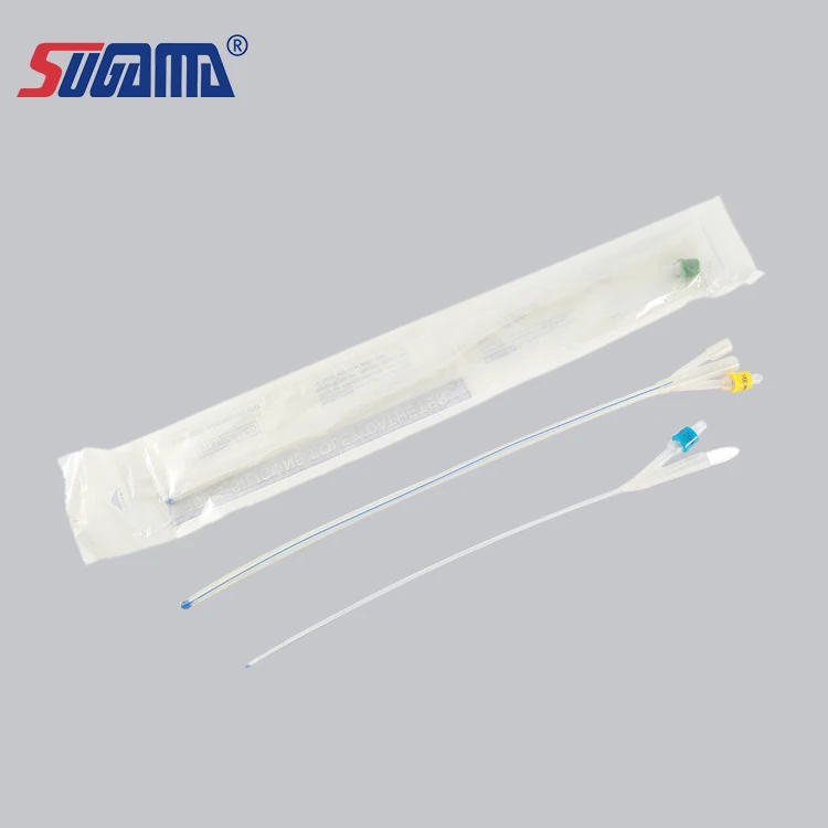 medical 2 way or 3 way foley urine catheter urethral catheter tube for male