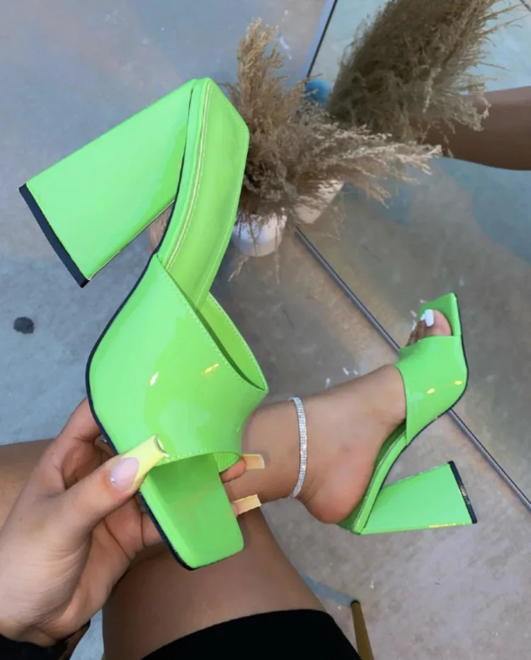 2021 Women summer sandals strange heels mules high thick heel slipper slip on party nightclub