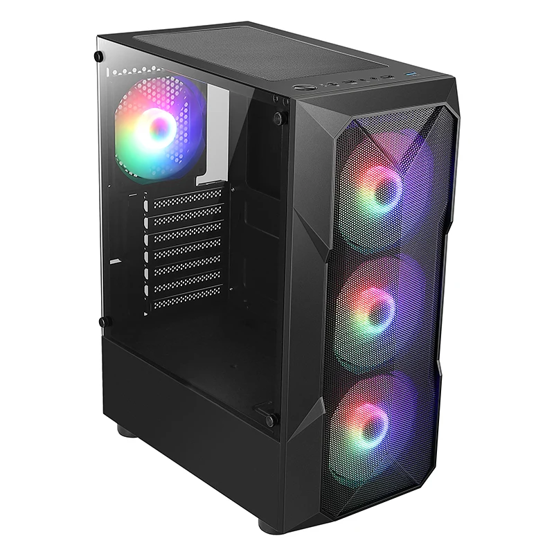 With rolling mesh factory price pc case gaming mesh cabinet case computer gaming for pc gamer