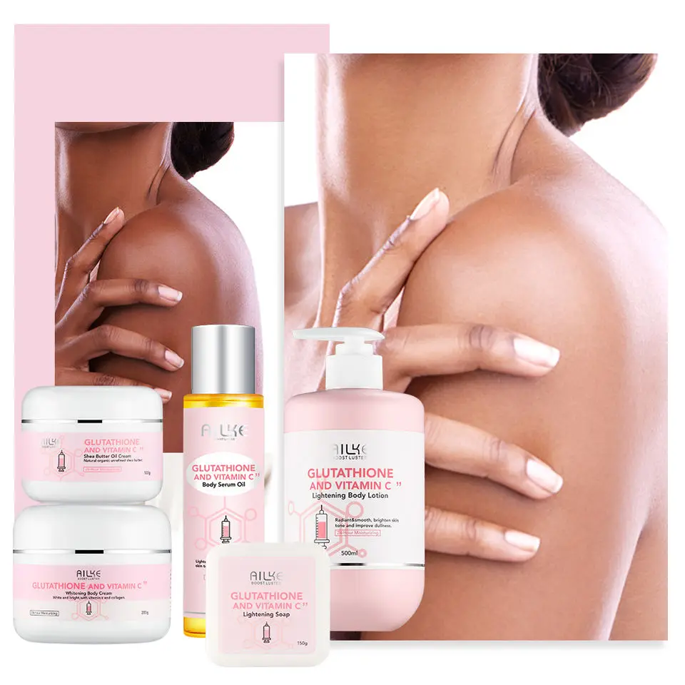 Skincare Set Whitening Butter Body Cream Firming Body Oil Lightening Soap 5 in 1 Bleaching Body Lotion