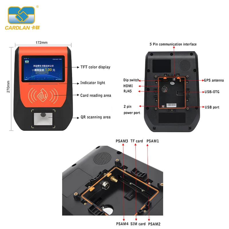 Factory Color Display LCD screen pos Contactless bus nfc rfid reader