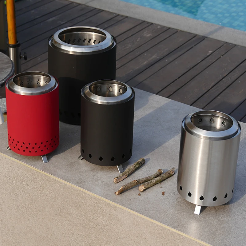 Hot Sale Fire Pit Camping Wood Stoves Small Stainless Steel Bonfire Garden Heating Stove Table Fire Pit