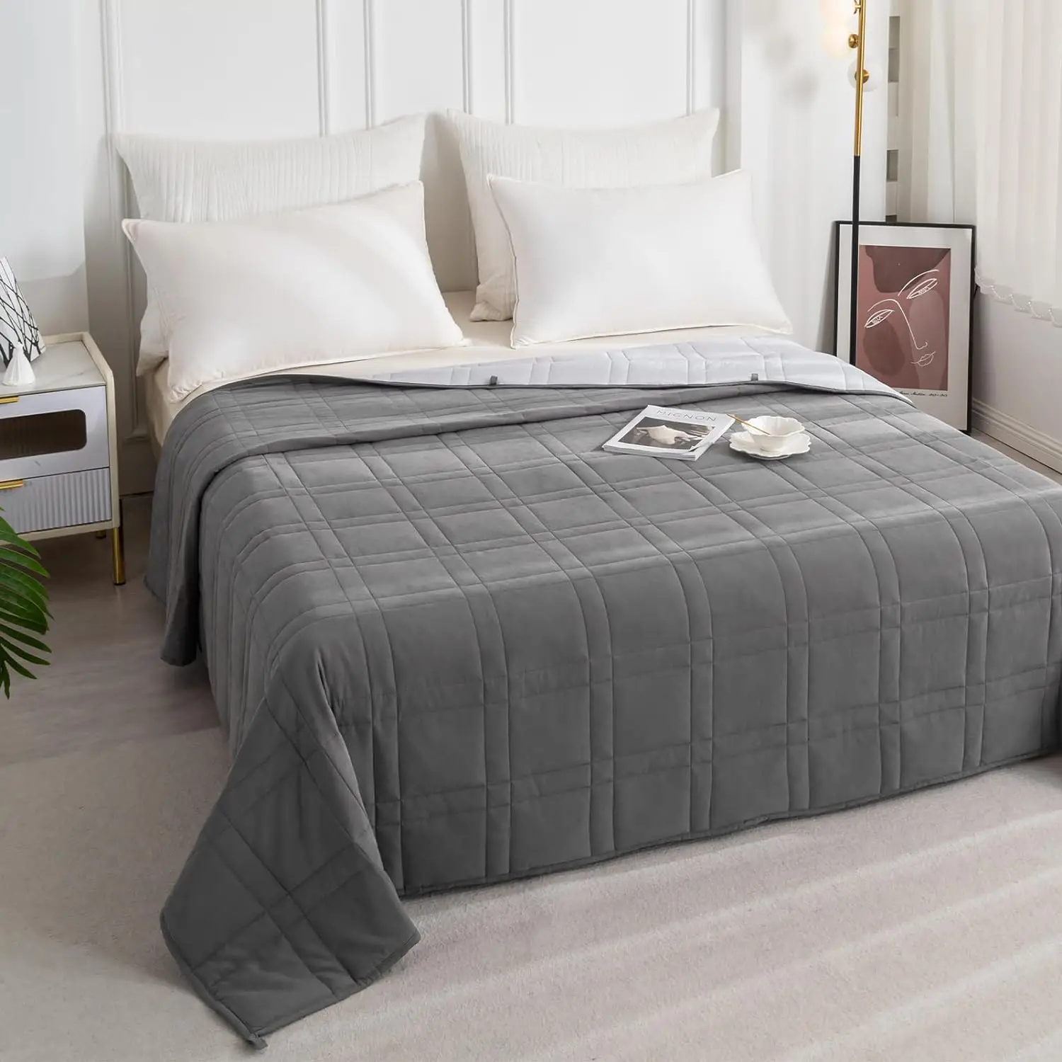 Хит продаж, 400 нитки из хлопка и бесшумных стеклянных бусин, тёмно-серое утяжеленное одеяло для лучшего сна