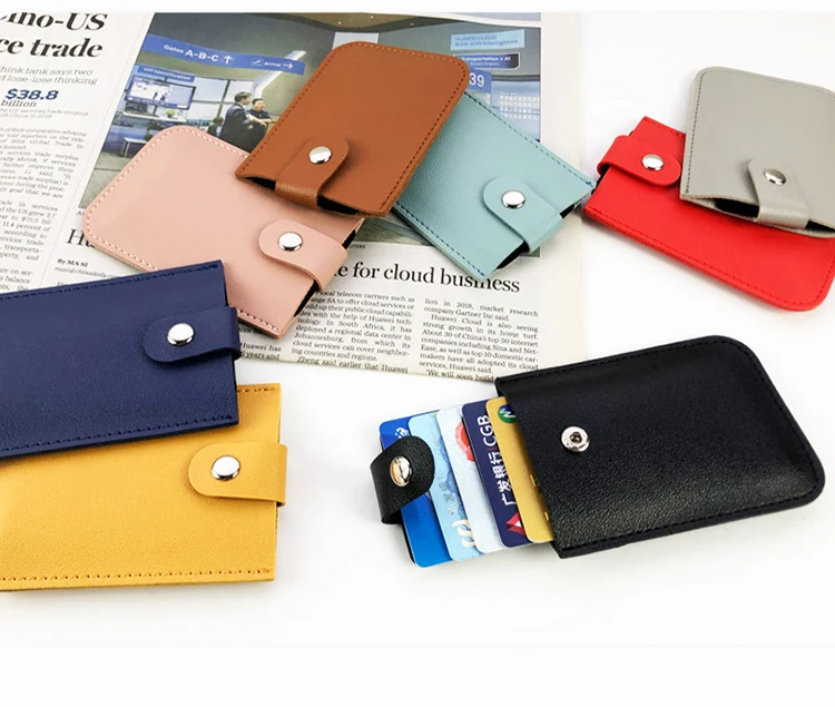 Business Gifts Mini Wallet Pu Leather Laminated Telescopic Large Multi Position Credit Card Bag Case Holder