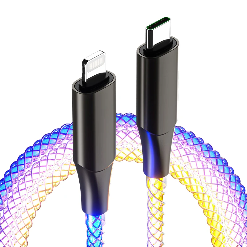 Самая дешевая цена apple usb c к lightning Кабель 2 м зарядное устройство для iPhone RGB для подсветки