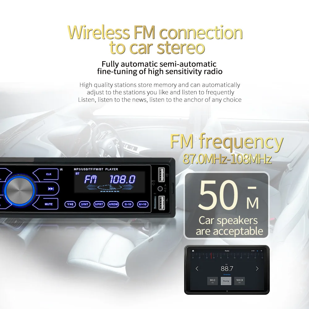 1 Din автомобильное стерео радио аудио mp3-плеер с Bluetooth FM SD USB Aux пульт дистанционного