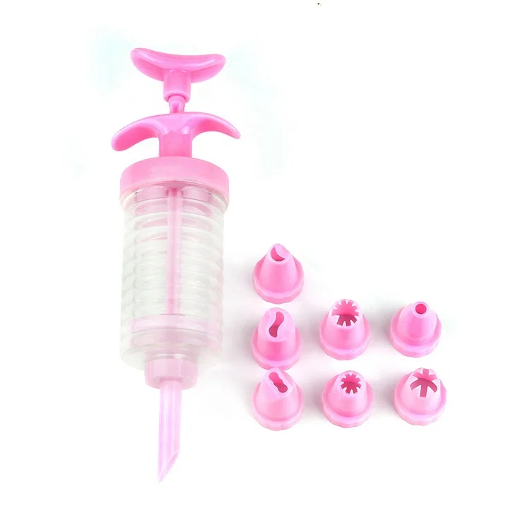 8 pcs Baking Pastry Tools Squeeze Cream Gun Set Cake Decorating Icing Piping Cream Syringe and Nozzles Decorating Tip Sets
