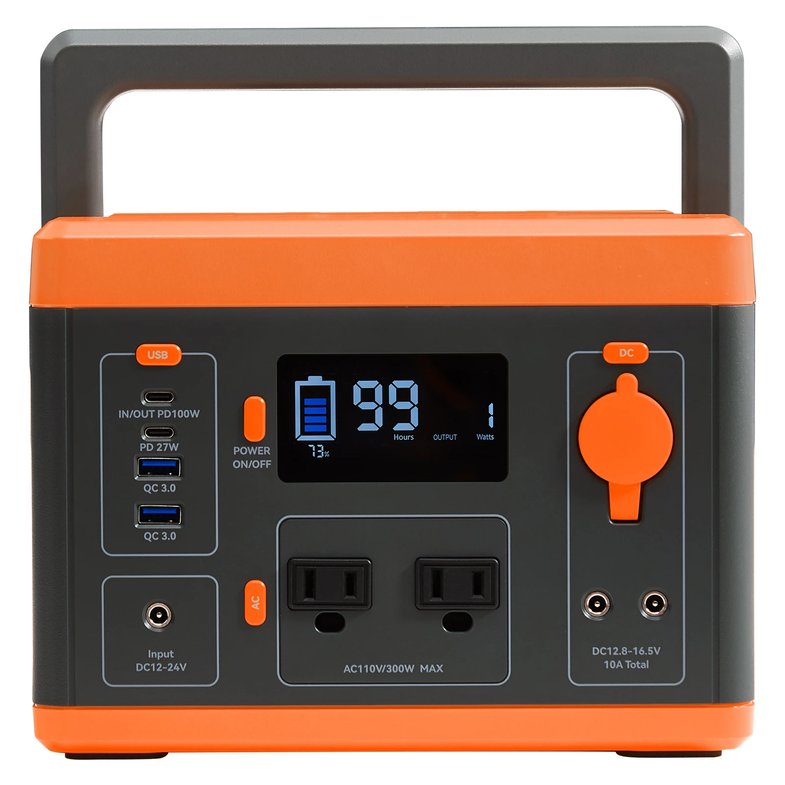 Portable Power Station Solar Generator 296Wh 300W Backup Lithium Battery LCD Screen for Outdoors Camping Travel Emergency