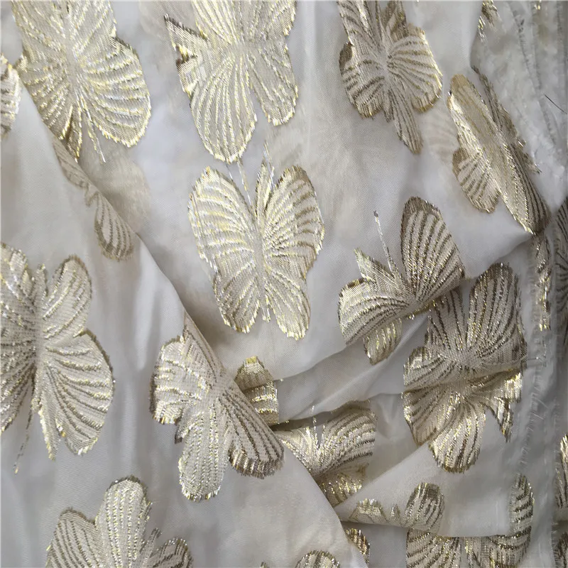 
Butterfly Jacquard polyester metallic chiffon organza fabric for wedding dress dinner dress 