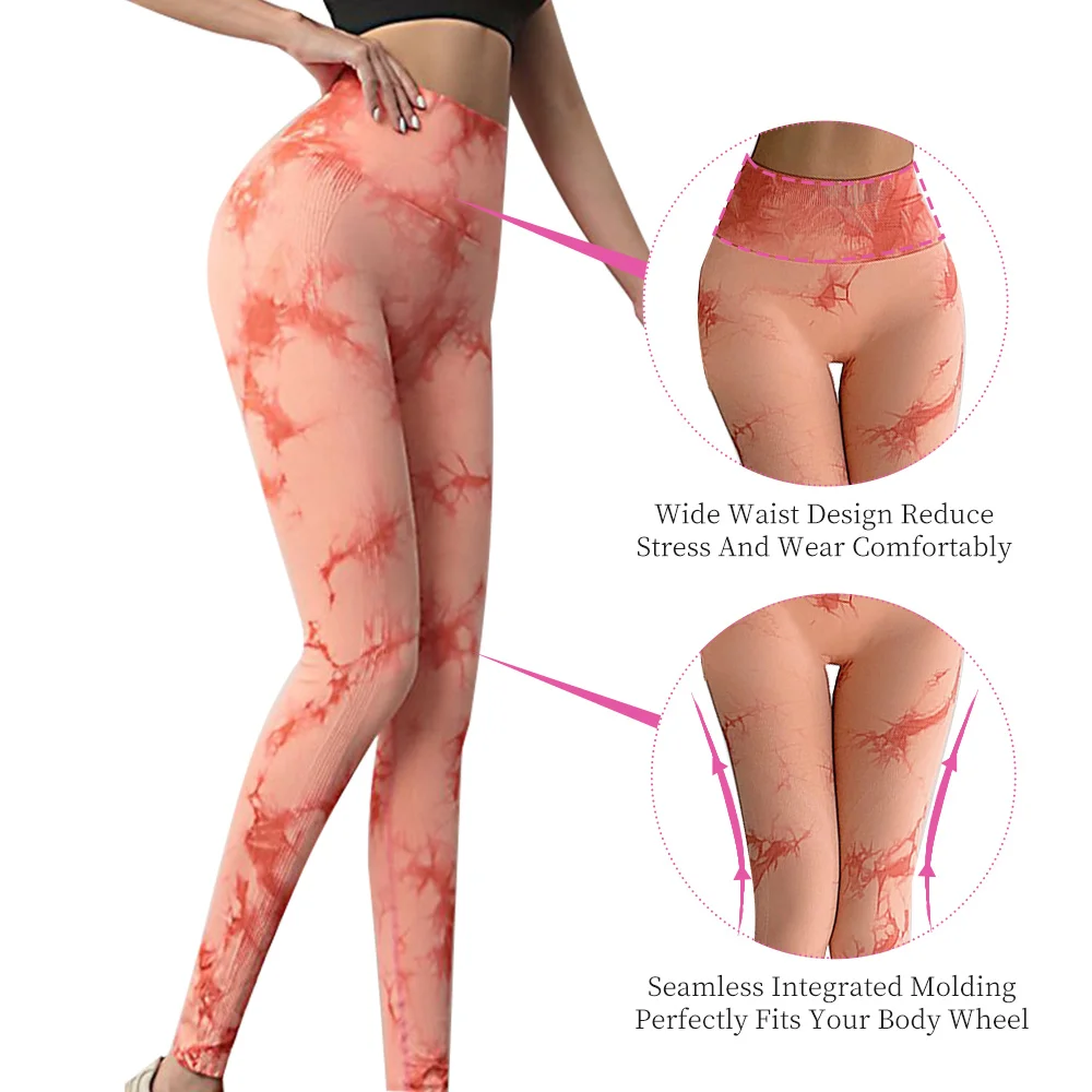S-SHAPER Women Seamless Tie Dye Yoga Leggings Push Up Workout Fitness Gym Tights Butt Lift Sports Wear High Waist Yoga Pants