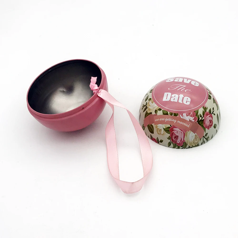 custom printed openable Xmas tin ball