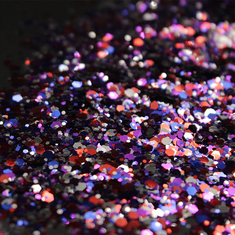 Wholesale Solvent Resistance Holographic Orange Black Mix Color Halloween Glitter in Bulk