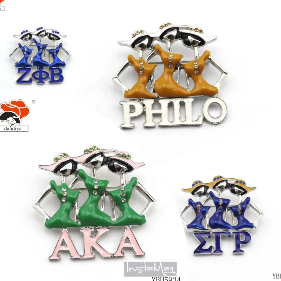 Three beauty woman  brooch for AK DELTA ZETA GAMMA Jewelry Greek Sorority &Fraternity products CUSTOMIZED logo and color brooch