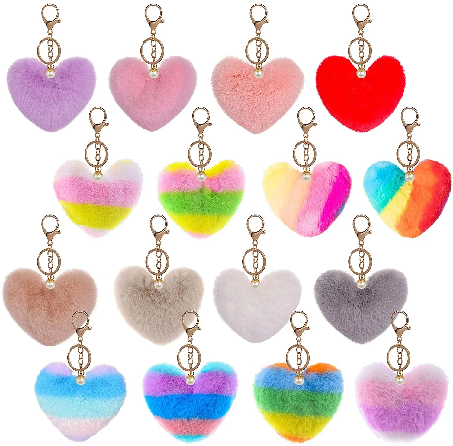 Pom Poms Keychains Faux Rabbit Fur Pompoms Keyring Fluffy Pompoms Keychain