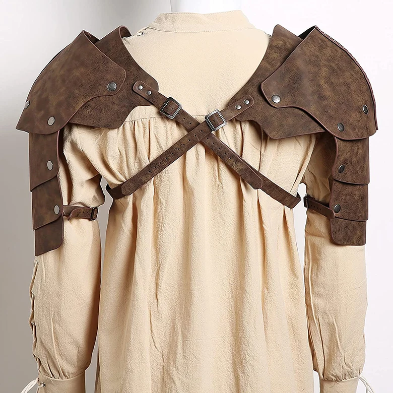 Men Steampunk Adjustable Faux Leather Body Chest Harness Shoulder Armors Buckles for Party Cosplay Halloween