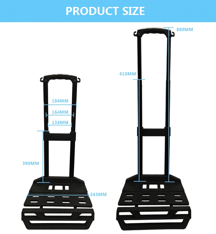 36kg Load Weight 2 Wheels Telescopic Trolley Handle Folding Luggage Trolley Cart for Ice Bag