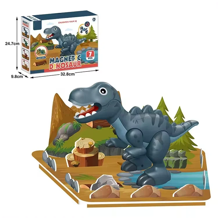 Educational Plastic Puzzle Building Tyrannosaurus Rex Toy Magnetic Assembled Dinosaur Puzzle Assembled DIY Building Blocks