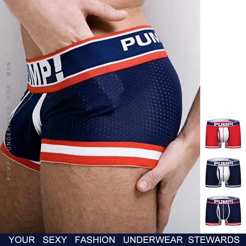 New PUMP Sexy Jockstrap Men Cotton Briefs & Boxers Underwear Gay Nude Slip Panties Underpant Breathable String Sissy Lingerie