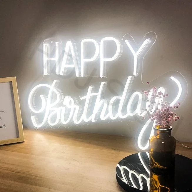 Fast Delivery Custom Led Light Neon Sign No Moq Wedding Supplies Led Happy Birthday Decoration