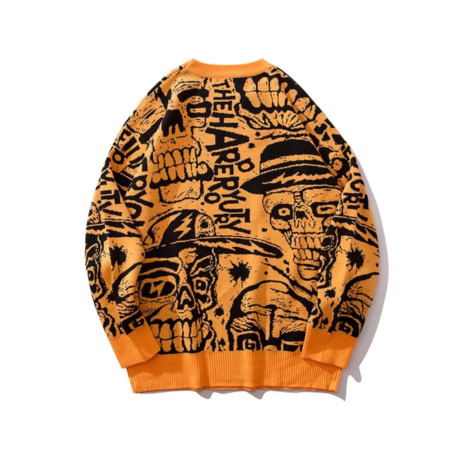 Индивидуальный Свободный пуловер в стиле хип-хоп, уличный свитер с надписью, оптовая продажа, милый модный круглый вязаный свитер для мужчин