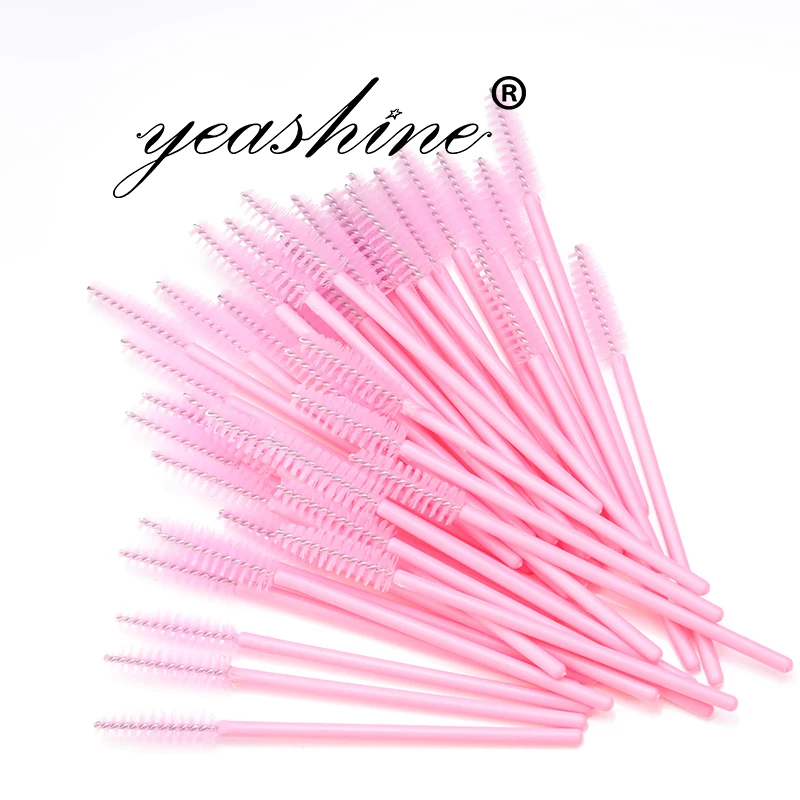 Mascara Eyelash Mini Disposable Custom Eye Key Chain Spoolie Spooly Rhinestone Pink Lash Brush