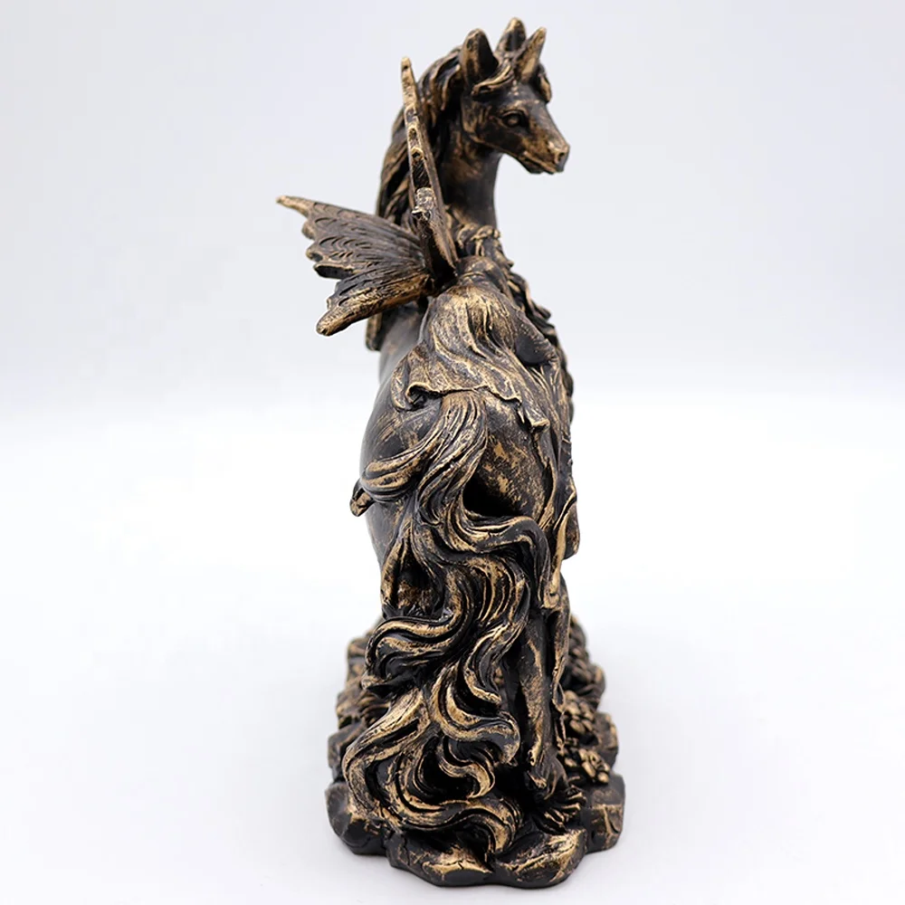 Wholesale high quality handmade custom resin angel fairy and unicorns garden figurines decorations for home garden