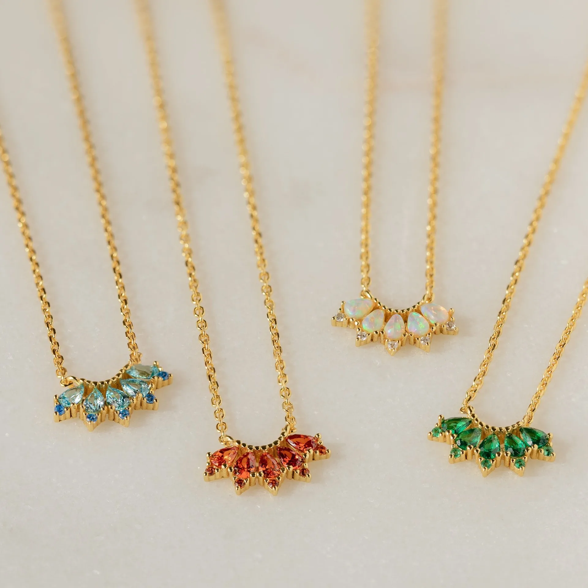 Wholesale New 12 Month Birth Stone Necklace Jewelry Stainless Steel Necklace Water Drop Teardrop Zirconia Birthstone Necklace