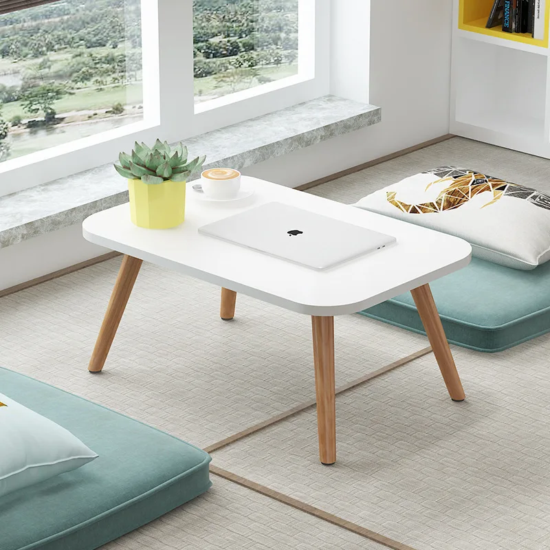 Oak Solid Tea Table for Bedroom Girl Bay Window Simple Dining Table for Apartment Side Table for Bedside or Rent House Use