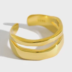 Korean Version 925 Sterling Silver Lady Ring Irregular Double Layer Personality Opening Ring Gift For Woman Fine Jewelry