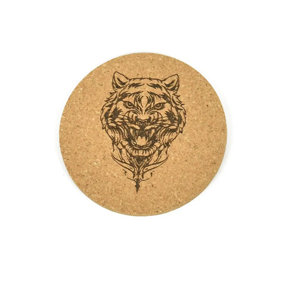 Factory Supply Round Customized Cork Coaster Beer Beverage Animal Print Wood Cork Printed Coasters