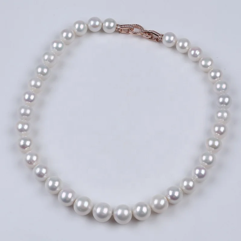 Natural high quality 10-13mm round edison freshwater pearl bead necklace jewelry women