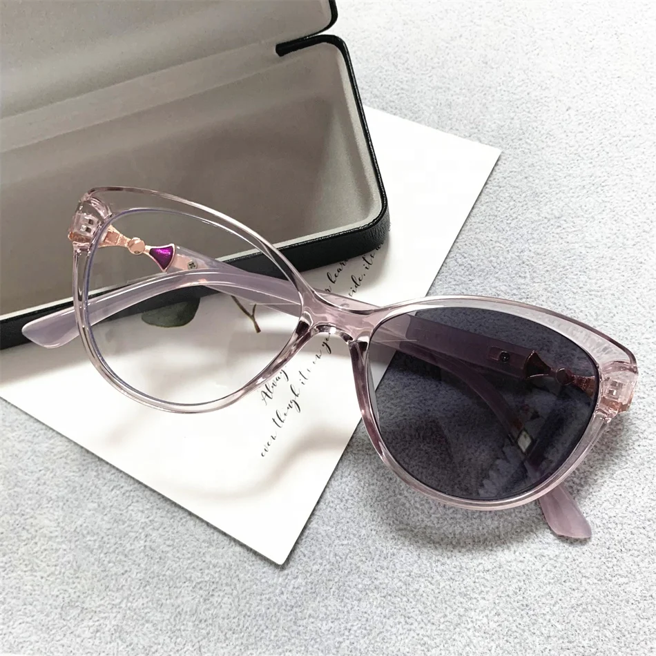 ladies anti blue light grey black cateye myopia diamond lunett photogray antireflet photochromic bezel woman photo gray glasses