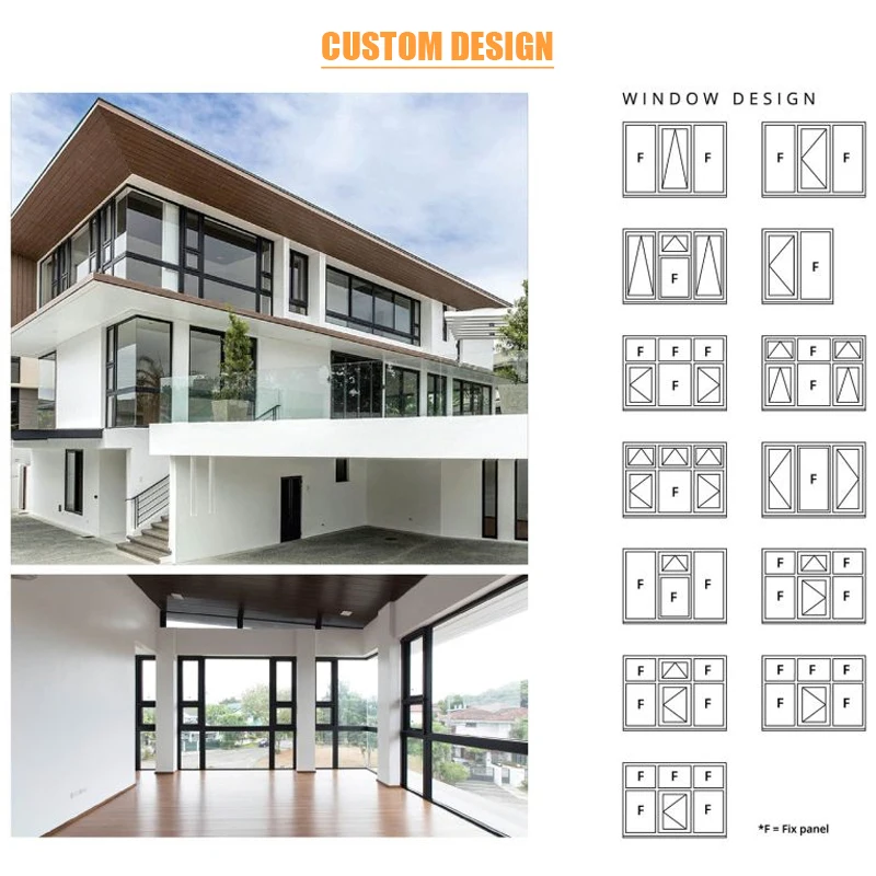 NFRC standard custom modern weatherproof energy efficient double glazed aluminum reversible tilt and turn window system for home