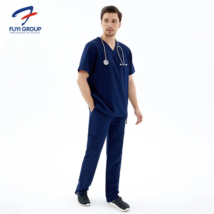 Hospital uniform medical dental workwear female stretch scrubs top printed solid nursing scrubs