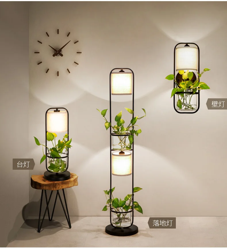 Modern Nordic Design LED Wall Lamps Fancy Bedroom Bedside Sconces with Glass Shade and Plants Interior Lighting Bracket