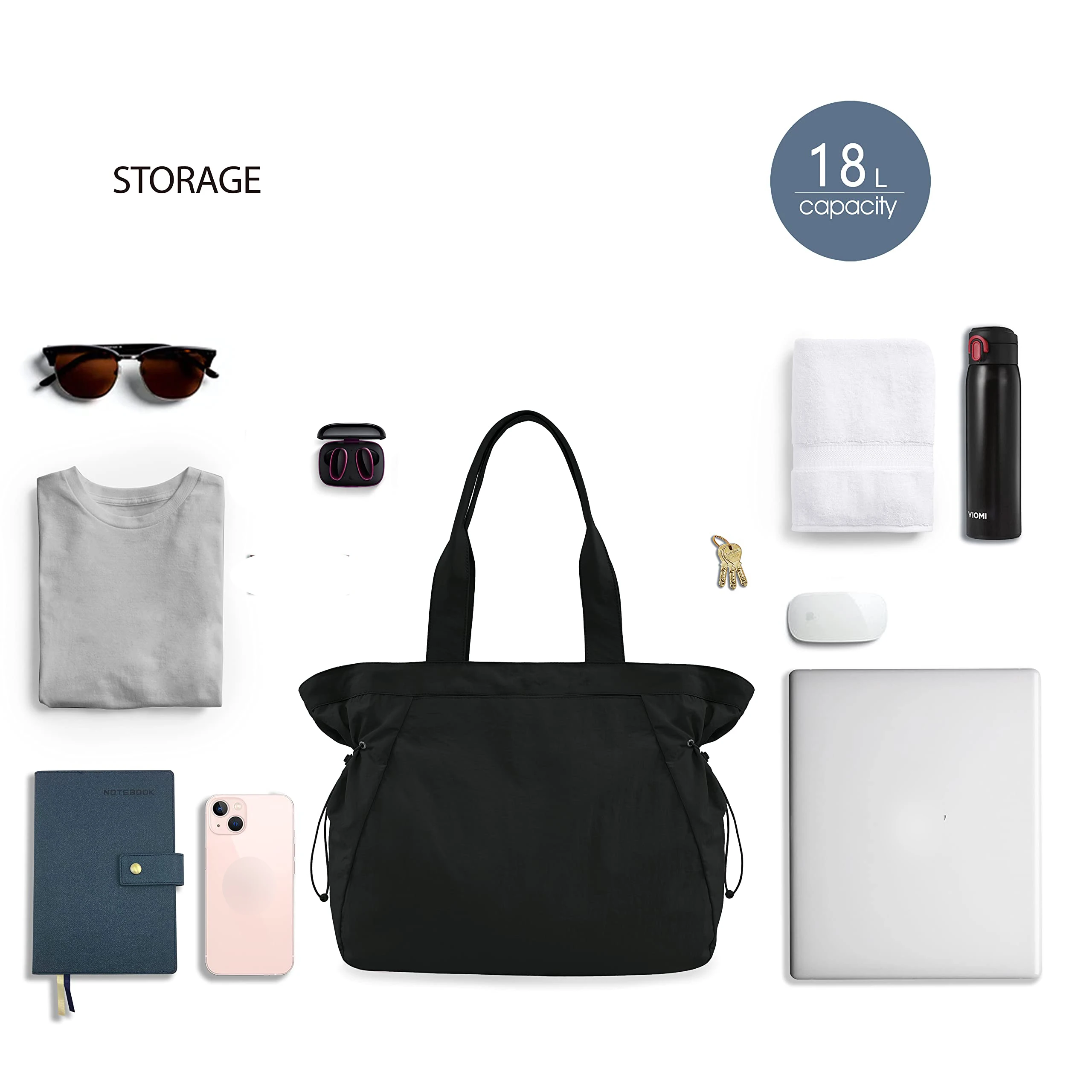 Custom Cheap Colorful 18l Side-Cinch Shopper Bags Lightweight Shoulder Bag Tote Handbag For Shopping Workout Beach Travel