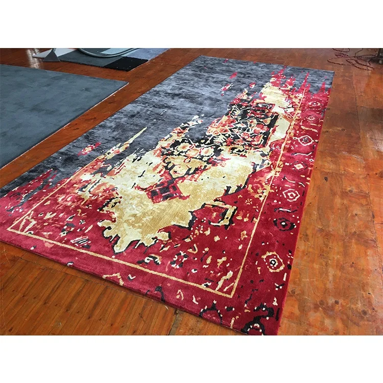 Factory wholesale home decoration luxury hand tufted carpet custom rayon rugs viscose cotton carpet