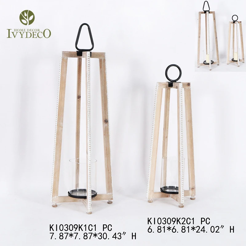 IVYDECO Unique Design Lustrous Farmhouse Home Ramadan Lantern Wood