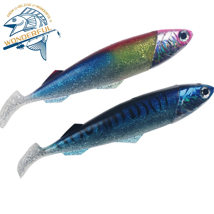 Overweight Big Size Simulate Artificial Deep Sea Fishing Metal Head Trolling Soft Lure