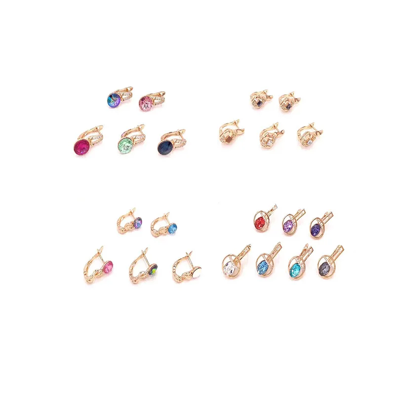 96021 xuping fashion inlayed stone hoop women Synthetic CZ earring