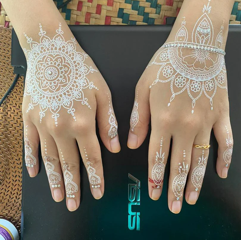 Free Samples White Henna Sticker India Temporary Tattoo  Henna Tattoo Stickers Hand