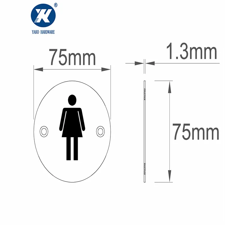Custom Round wc stainless steel Wall mounting Male Female Lady Washroom Toilet Sign Plate