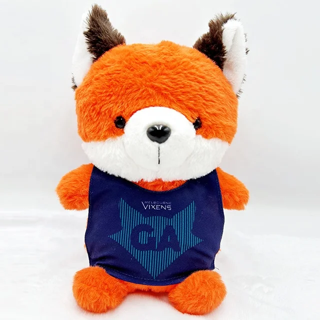 Customized logo Vest Red Fox plush doll stuffed animals toy fox for kids toys