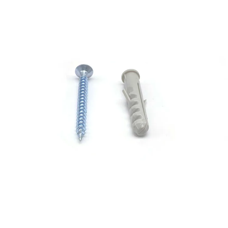 Expansion Anchor Factory Direct Sale PE Anchor Plastic 40mm Wall Plug and M5 Steel Screws China Nylon Grey Zinc Plated Strong