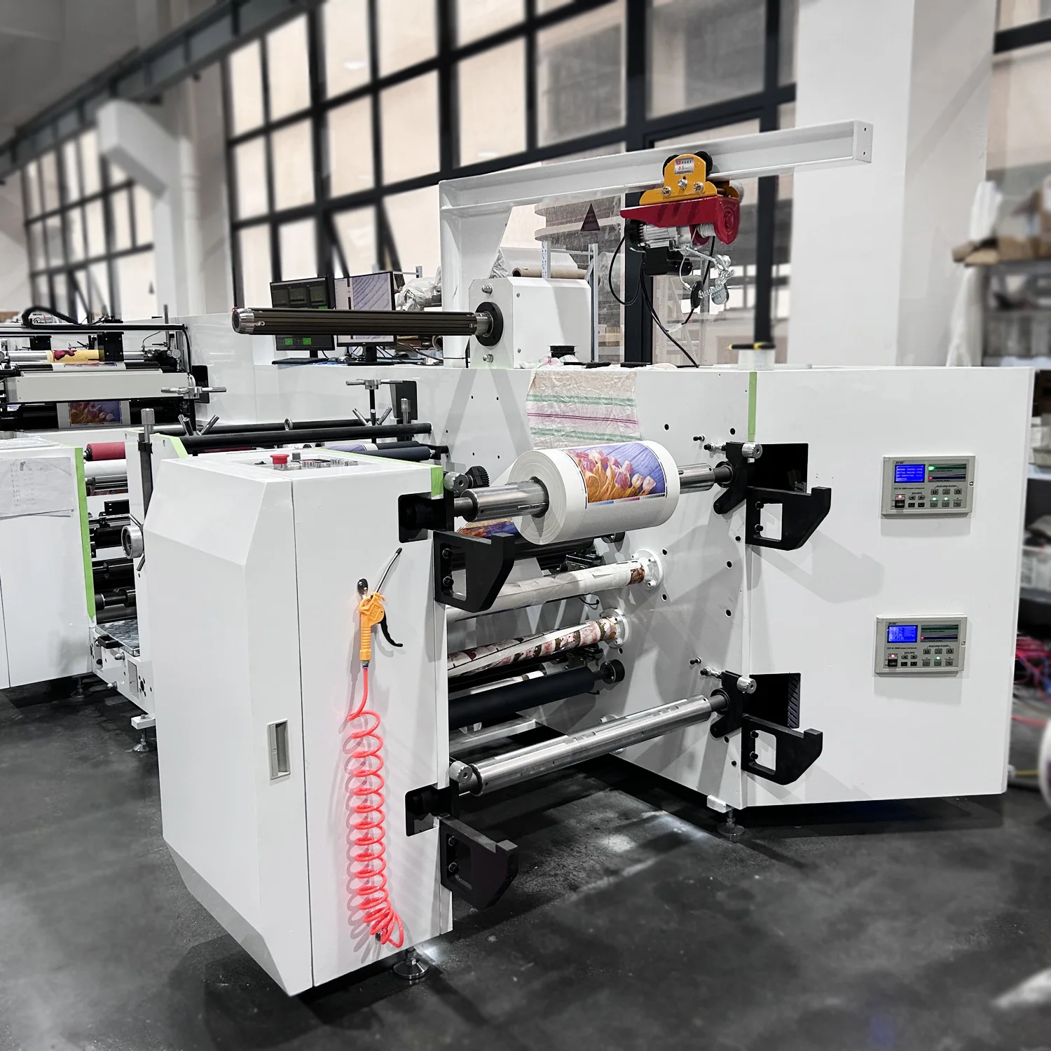 HJRYIN-450 6 Color In-line Servo Motor Foil  Paper Film Flexographic Printer Video Monitor  Slitting Set Flexo Printing Machine