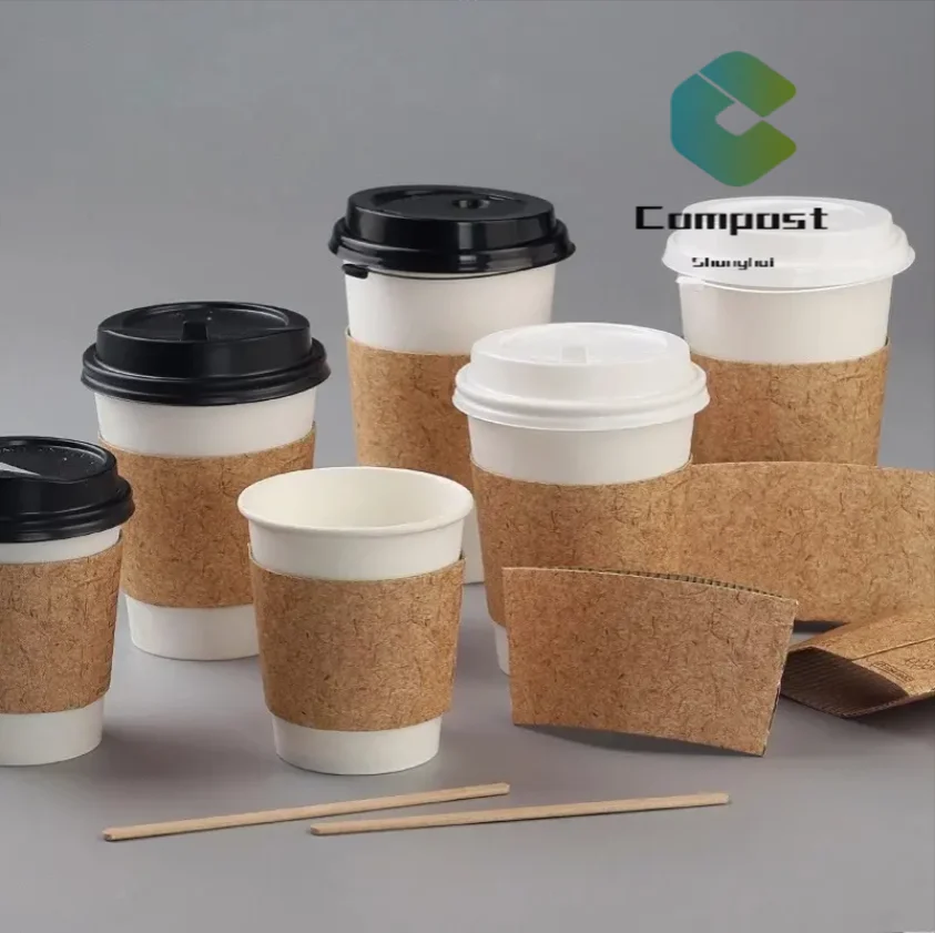 Customized Design Disposable Pe Pla Coated Printed Logo Wholesale 8 10 12 16oz Single Double Wall Paper Coffee Cups With Lids