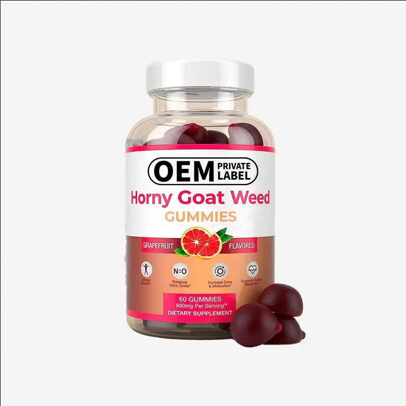 Potent Horny Goat Weed Extract Vegan Gummies Max Potency Chews 800mg for Performance and Stamina Natural Grapefruit Flavor