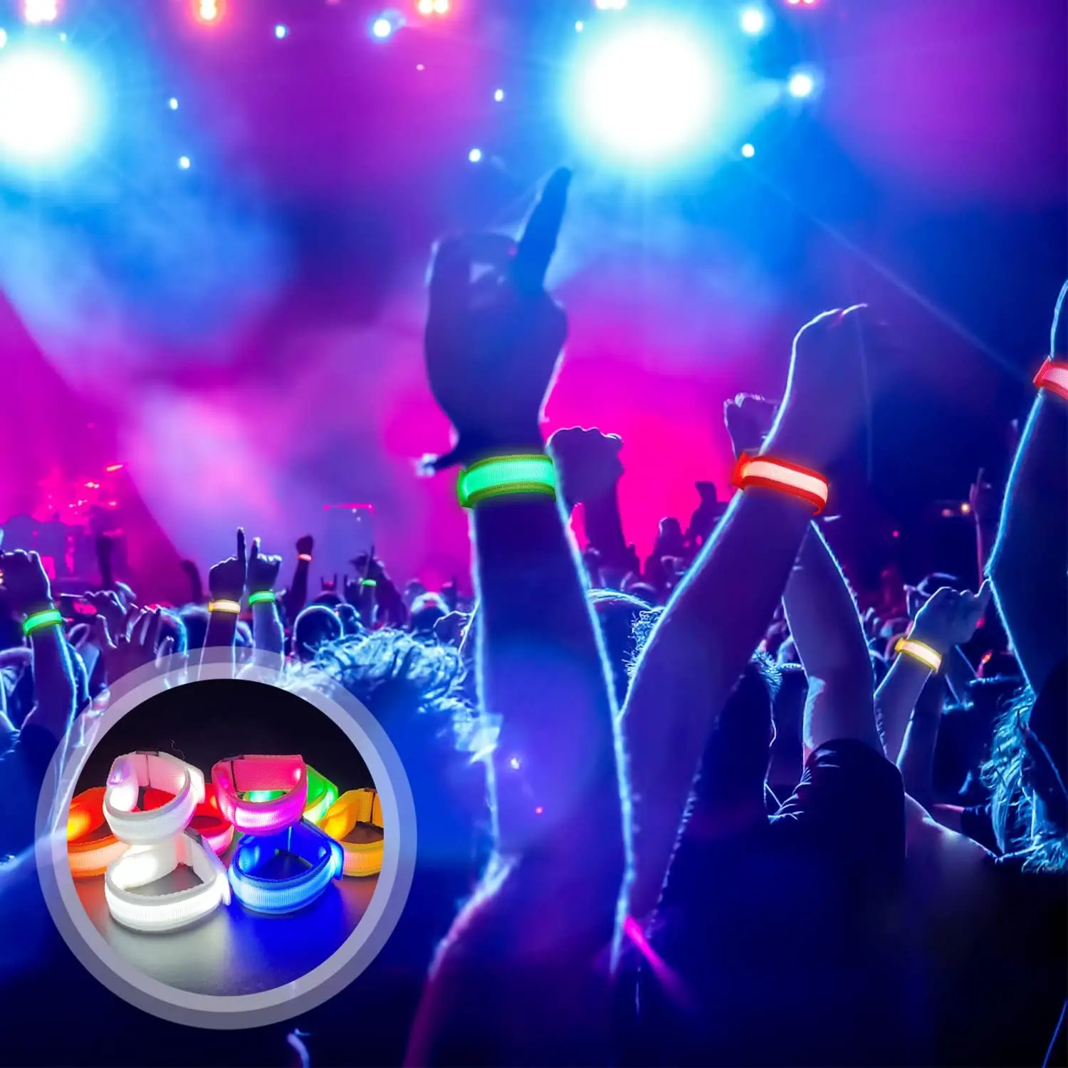 LED Bracelets Light Up Wristbands Glow Flashing Wristbands Party Supplies for Party Festivals Sports Camping Night Events